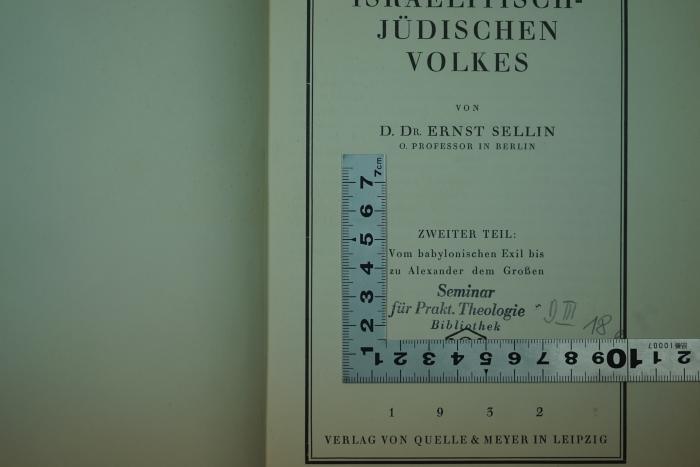 - (Seminar für Prakt. Theologie, Bibliothek), Von Hand: Signatur; 'D III 18b'. 