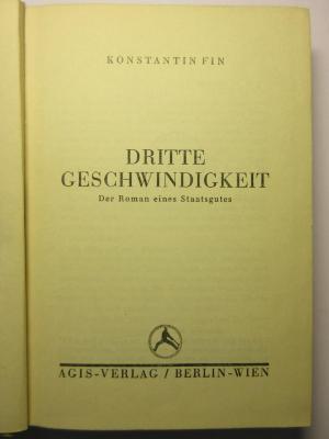 38/80/40112(2) :  Dritte Geschwindigkeit
 (1931)
