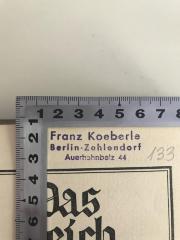 - (Koeberle, Franz), Stempel: Name, Ortsangabe, Signatur; 'Franz Koeberle Berlin-Zehlendorf Auerhahnbalz 44 / 133 [handschriftl. Signatur ?]'. 