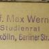 G46 / 190 (Werner, Max), Stempel: Name, Ortsangabe, Berufsangabe/Titel/Branche; 'Prof. Max Werner Studienrat Neukölln, Berliner Str. 83'.  (Prototyp)