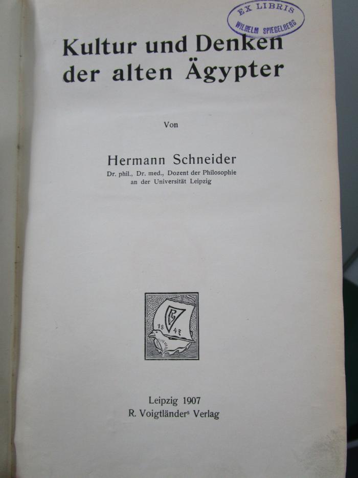 I 1306 2. Ex.: Kultur und Denken der alten Ägypter (1907)