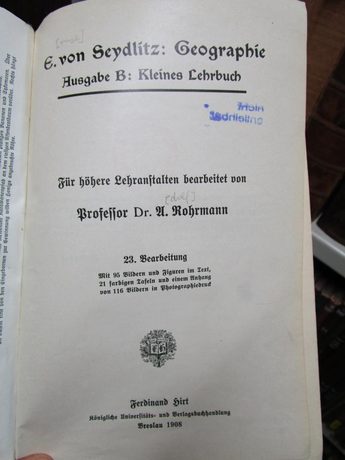 II 146 bc 2. Ex.: Geographie : Ausgabe B: Kleines Lehrbuch (1908)