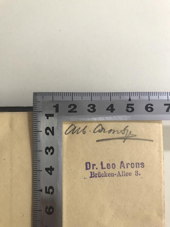 NR 6910 S914 B5-4 : Vom Fischerdorf zur Weltstadt. Berlin seit 500 Jahren. Geschichte und Sagen. (1864);- (Arons, Albert), Von Hand: Name; '[Alb. Arons]'. 