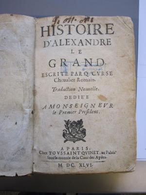 G 169 10a: Histoire d'Alexandre le Grand (1646)