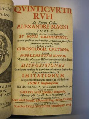 L 120 Cur 3: Quinticurtii Rufi de Rebus Gestis Alexandri Magni (1708)