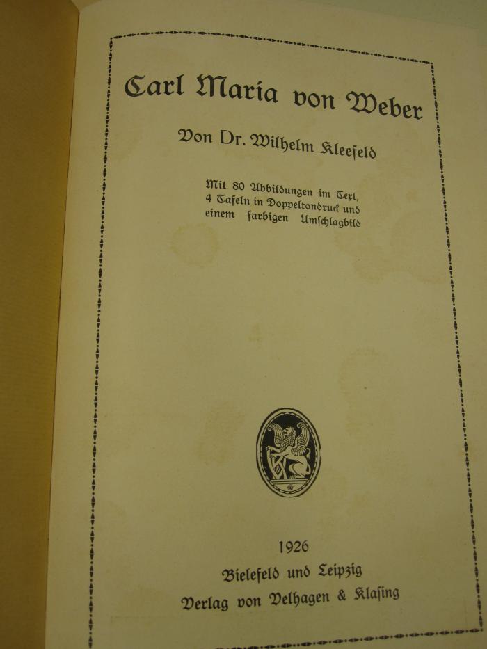 Dn 19 2. Ex.: Carl Maria von Weber (1926)