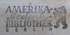 - (Amerika-Gedenkbibliothek), Stempel: Berufsangabe/Titel/Branche, Name, Ortsangabe, Abbildung; 'Amerika-Gedenk-Bibliothek Berlin'.  (Prototyp)