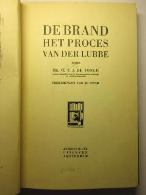 38/80/40327(0); ; ;: De Brand het proces van der Lubbe (1934)