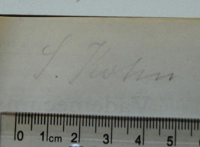 - (Kohn, Sigmund), Von Hand: Autogramm; 'S. Kohn'. 