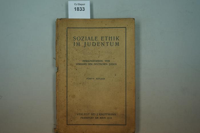  Soziale Ethik im Judentum. (1918)