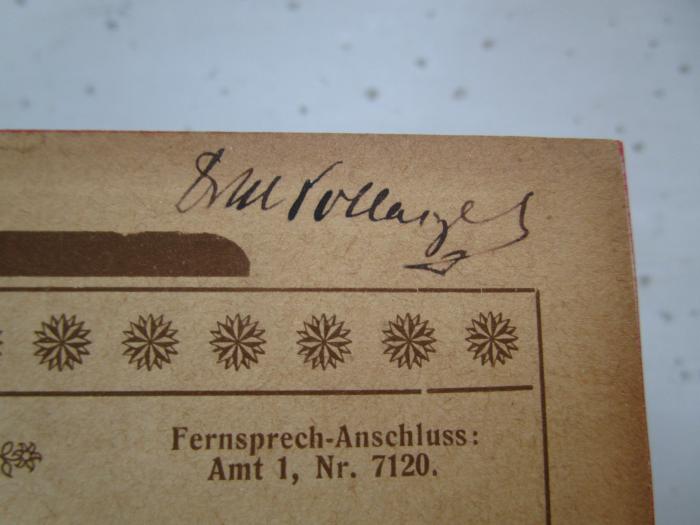 GL 18536 XXV: Deutscher Litteratur-Kalender : auf das Jahr 1903 (1903);- (Pollaczek, Max), Von Hand: Berufsangabe/Titel/Branche, Name, Autogramm; 'Dr M Pollaczek'. 