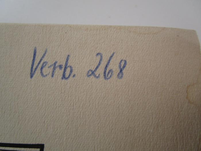 Fd 1767: Die Dame im Spiegel (1920);- (unbekannt), Von Hand: Signatur, Exemplarnummer; 'Verb. 268'. 
