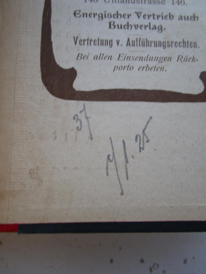 GL 18536 XXV: Deutscher Litteratur-Kalender : auf das Jahr 1903 (1903);- (unbekannt), Von Hand: Preis, Buchhändler; '37
[.] 1.25'. 