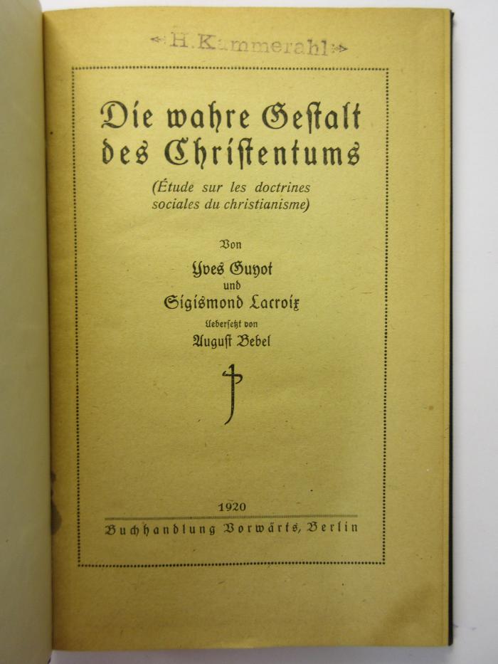 38/80/40842(4) : Die wahre Gestalt des Christentums
 (1920)