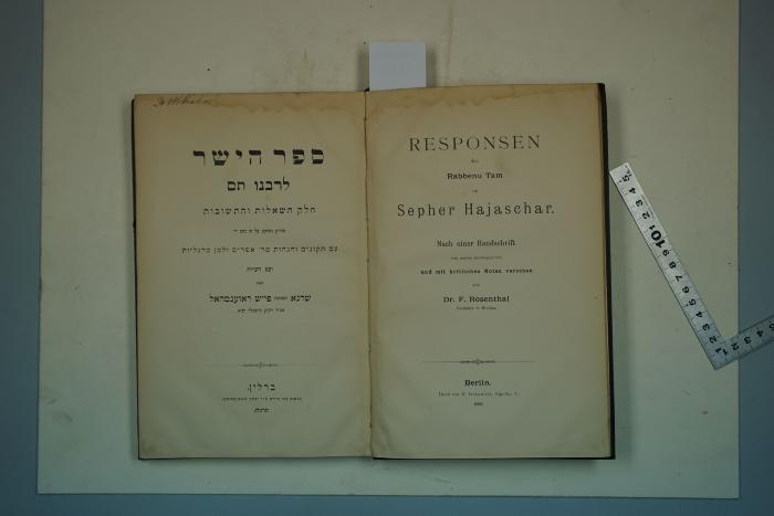  Responsen des Rabbenu Tam im Sepher Hajashar. (1898)