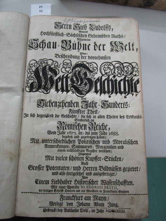  Allgemeine Schau-Bühne der Welt, Oder: Beschreibung der vornehmsten Welt-Geschichte, Des Siebenzehenden Jahr-Hunderts (1731)