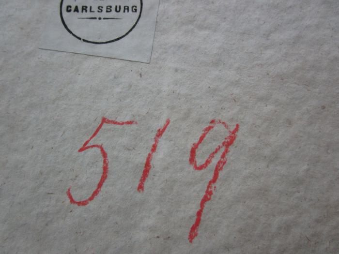 - (Bibliothek der Carlsburg), Von Hand: Nummer; '519'. 