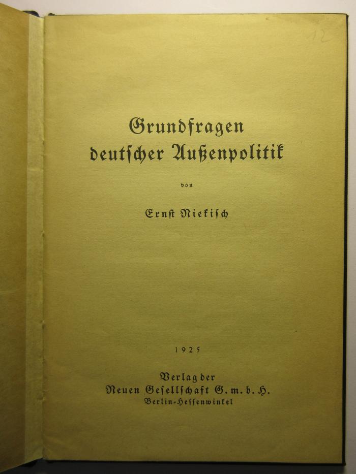 38/80/40932(8) :  Grundfragen deutscher Außenpolitik
 (1925)