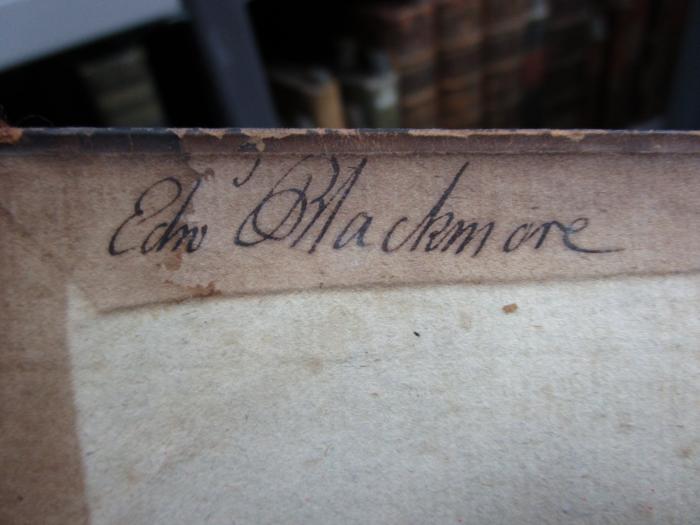 - (Blackmore, Edw.), Von Hand: Autogramm, Name; 'Edw Blackmore'. 