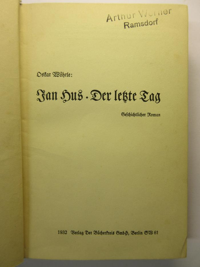 88/80/40249(3) : Jan Hus : Der letzte Tag
 (1932)