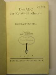 38/80/41270(2) : Das ABC der Relativitätstheorie
 (1928)