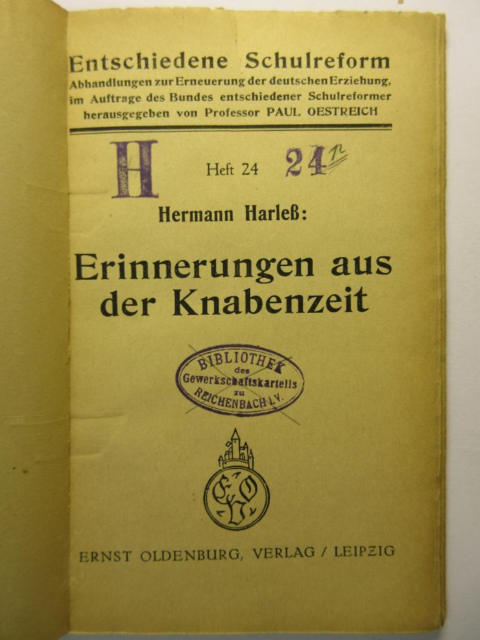 88/80/40250(0) : Erinnerungen aus der Knabenzeit
 (1924)