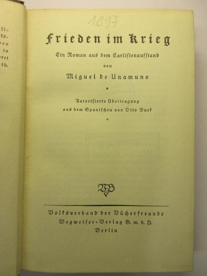 88/80/40305(9)/1 : Frieden im Krieg
 (1929)