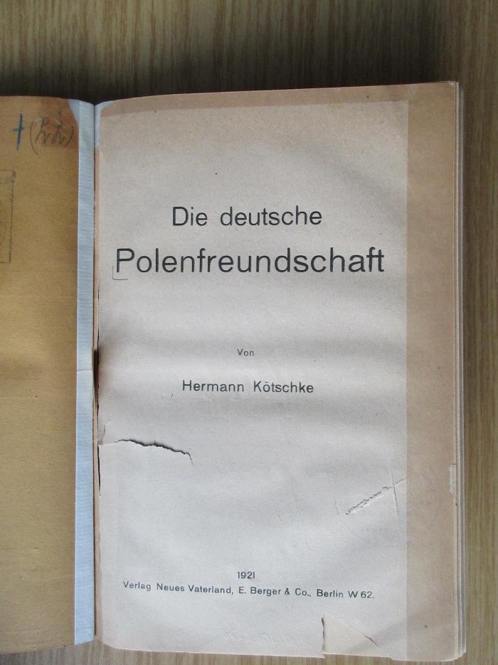 D 09 146 (ausgeschieden) : Die deutsche Polenfreundschaft (1921)