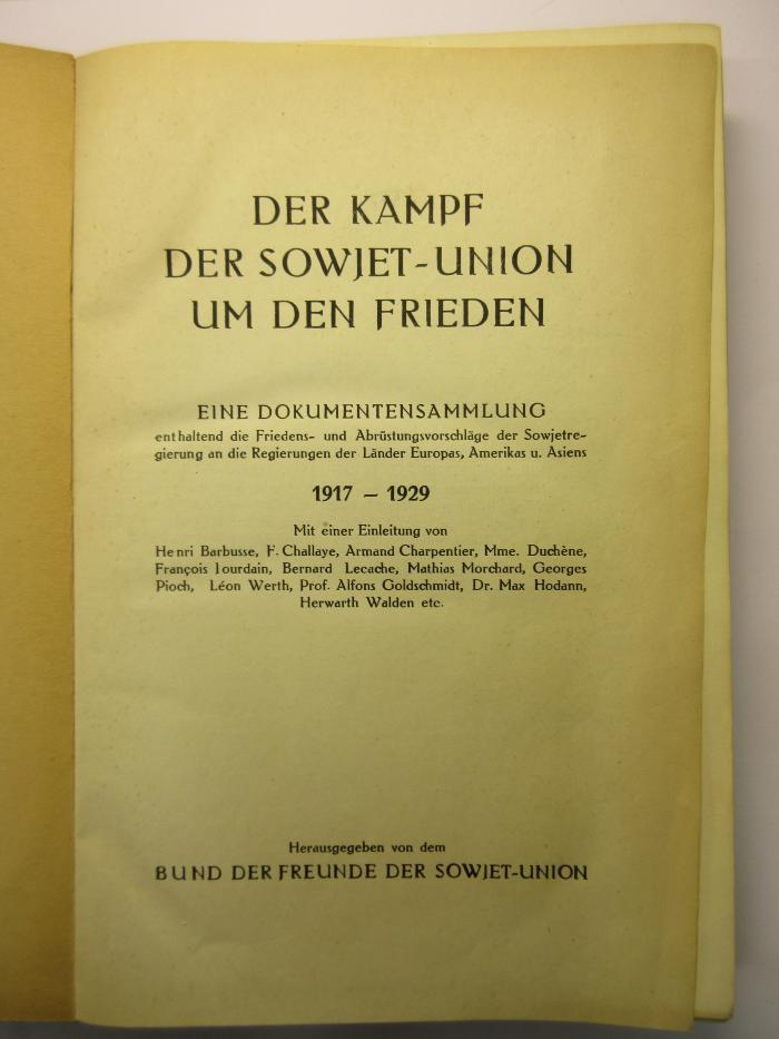 88/80/40427(7) :  Der Kampf der Sowjetunion um den Frieden
 (1929)