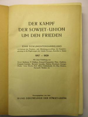 88/80/40427(7) :  Der Kampf der Sowjetunion um den Frieden
 (1929)