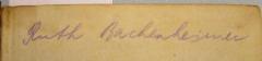 - (Bachenheimer, Ruth), Von Hand: Autogramm, Name; 'Ruth Bachenheimer'. 