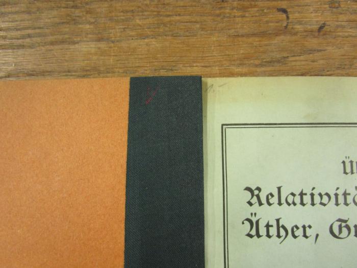 Kc 860 1920: Über Relativitätsprinzip, Äther, Gravitation (1920);- (unbekannt), Von Hand: Preis; '1.-'. 