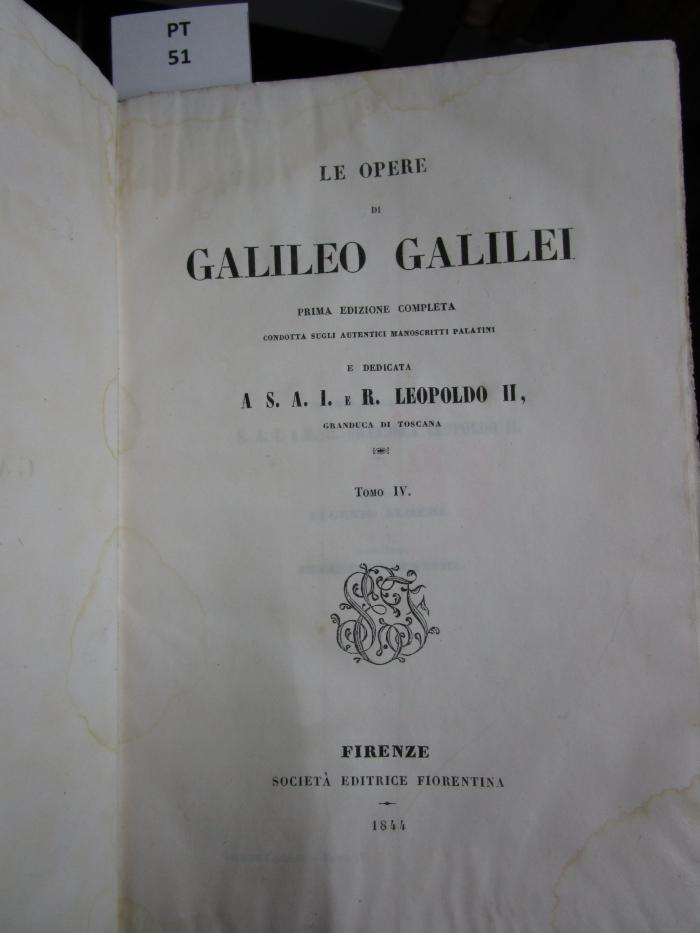  Le Opere Di Galileo Galilei (1844)