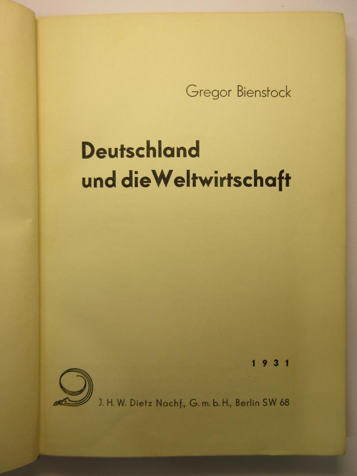 88/80/40626(0) : Deutschland und die Weltwirtschaft
 (1931)