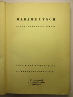 88/80/40623(4) : Madame Lynch
 (1931)