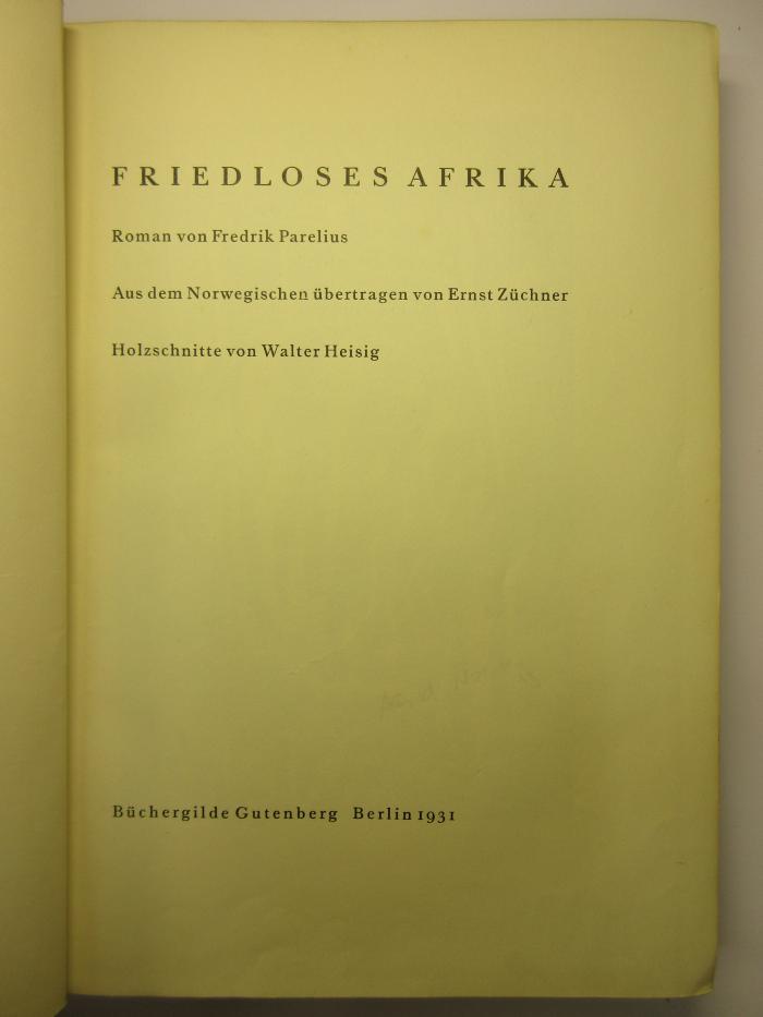 88/80/40612(9) : Friedloses Afrika
 (1931)