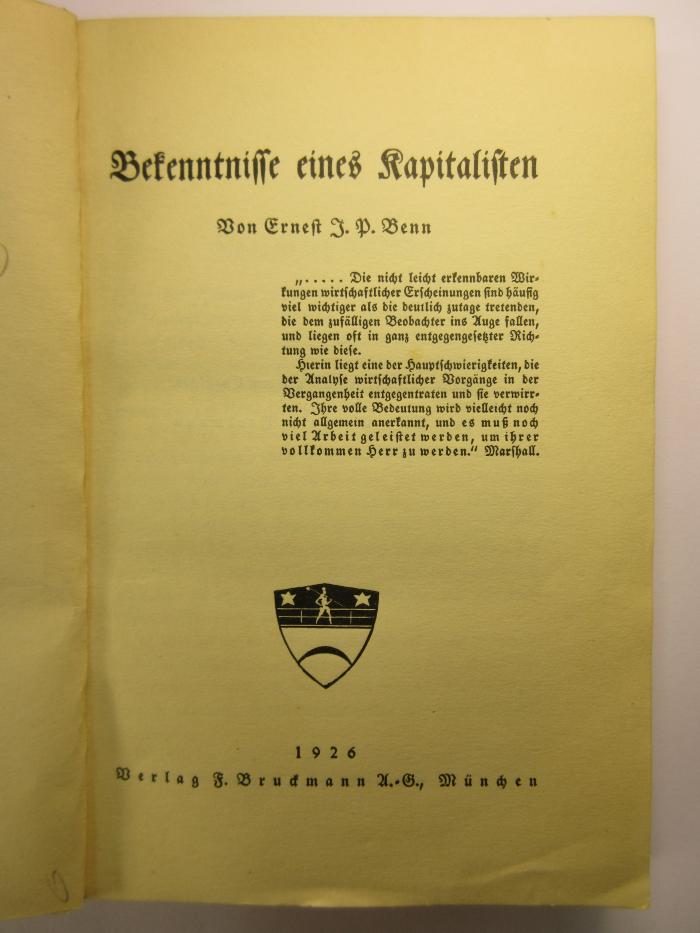 88/80/40627(1) : Bekenntnisse eines Kapitalisten
 (1926)