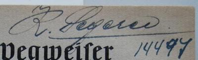 - (Segerer[?], R.[?]), Von Hand: Name; 'R.[?] Segaree[?]'. 