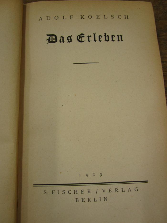 Kg 1633 d 2. Ex.: Das Erleben (1919)