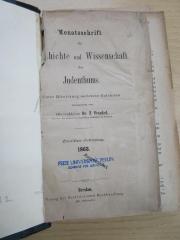 Zb 380 12 (ausgesondert) : Monatsschrift für Geschichte und Wissenschaft des Judenthums (1863)