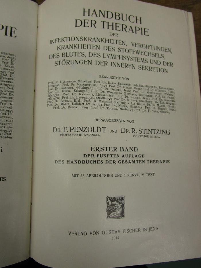 Kk 1173 e1: Handbuch der Therapie der Infektionskrankheiten, Vergiftungen, Krankheiten des Stoffwechsels, des Blutes, des Lymphsystems und der Störungen der inneren Sekretion (1914)