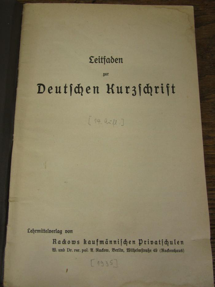 Oa 196 ad: Leitfaden zur Deutschen Kurzschrift ([1935])