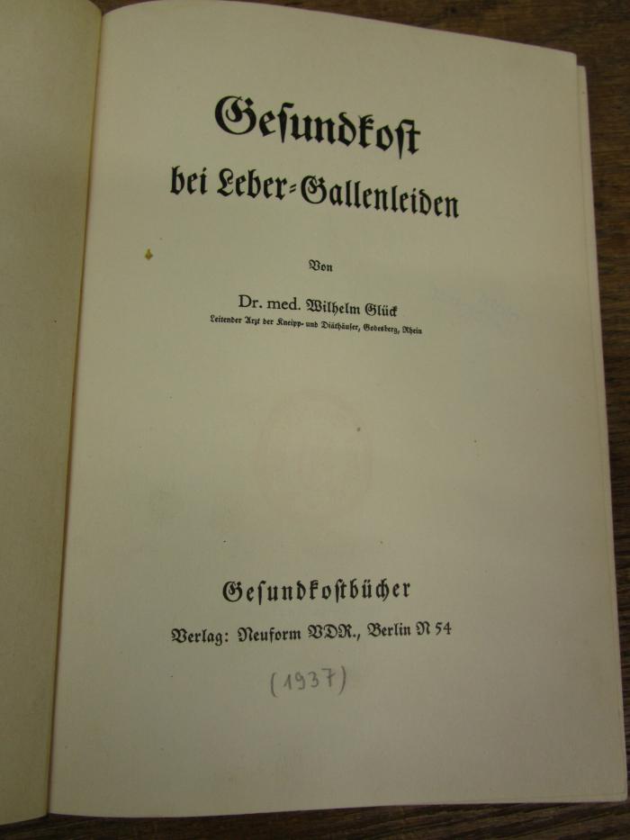 Kk 1315: Gesundkost bei Leber-Gallenleiden ([1937])