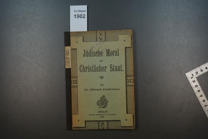  Jüdische Moral und Christlicher Staat. (1894)