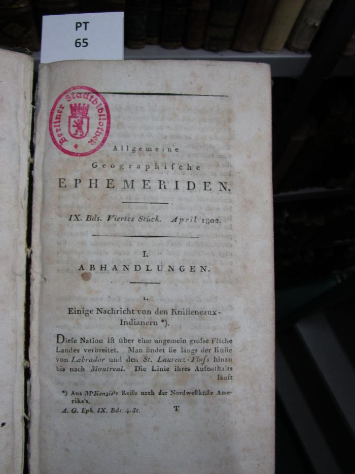  Allgemeine geographische Ephemeriden: viertes Stück (1802)