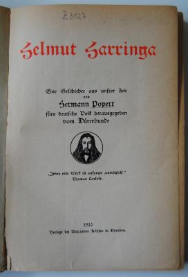 Z 3127  : Helmut Harringa. Eine Geschichte aus unsrer Zeit (1910)