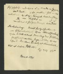 - (Kahn, Moses), Von Hand: Notiz, Datum; 'Ps. 79, 6-7. לא תתעב מצרי [Der Ägypter soll Dir kein Greuel sein] . - Wunder in Egypten und doch:... 1/ sie "wollen" Gtt nicht erkennen: a/ Nazi; Sowjet. Kommunisten im Anschluß an לא לנו [nicht uns] welches d Götzendienst [handelt]
Nachahmung: Israël fortgeschritten: a/ in G'tteserkenntnis. b/ in Menscheliebe. c/ in Sittlichkeit: Trennung der Geschlechter. Geschlechtsverkehr, sogar i d Ehe; d/ in Essen u. Trinken. Erhebg [..] Natürlichkeit.
Was ist unsere Pflicht? ואנחנו וברד וגוי [Wir sind ein Segen und der Heiden; (unsicher)]
Pesach 5691'. 