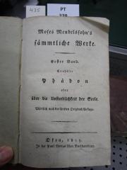  Phädon oder über die Unsterblichkeit der Seele : Wörtlich nach der fünften Original-Auflage (1819)