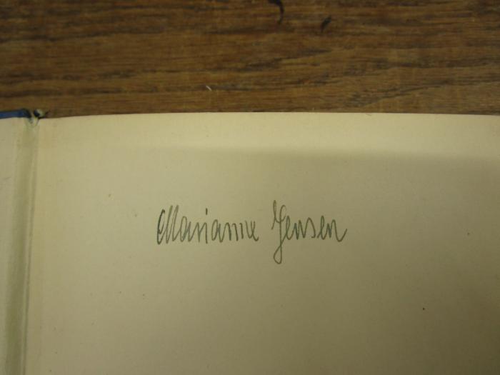 Cm 8391: Prinzen, Prälaten und Sansculotten : Roman ([1931]);- (Jensen, Marianne), Von Hand: Autogramm, Name; 'Marianne Jensen'. 
