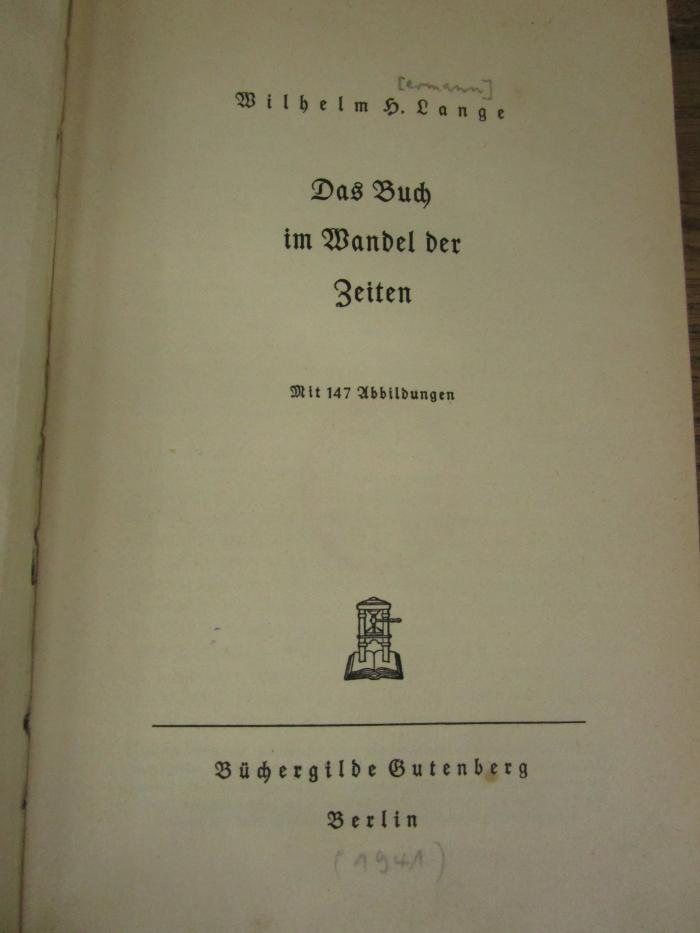 Oe 52: Das Buch im Wandel der Zeiten ([1941])
